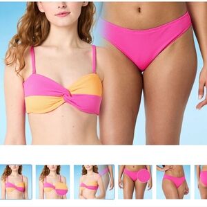 Decree Textured Two Piece Bikini Swimsuit XXL removable straps/cups back bow